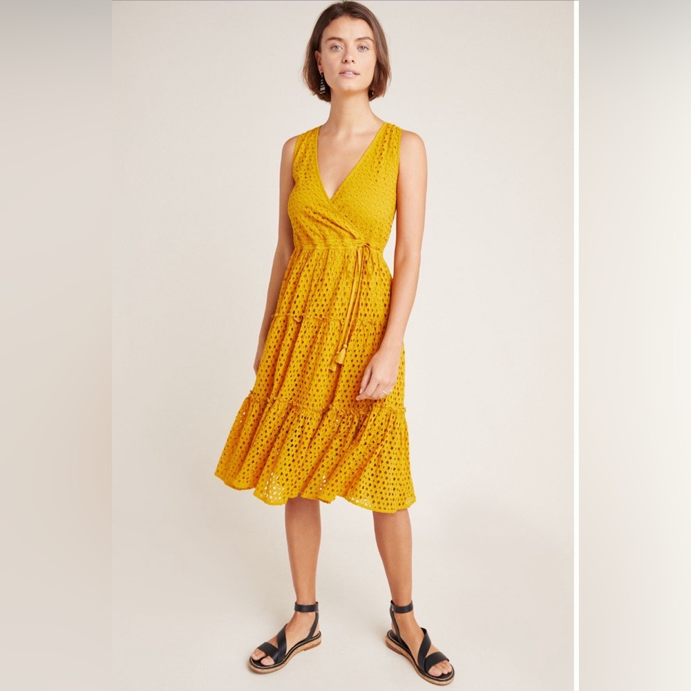 Frye X Anthropologie Nuri Eyelet Wrap Dress Size S